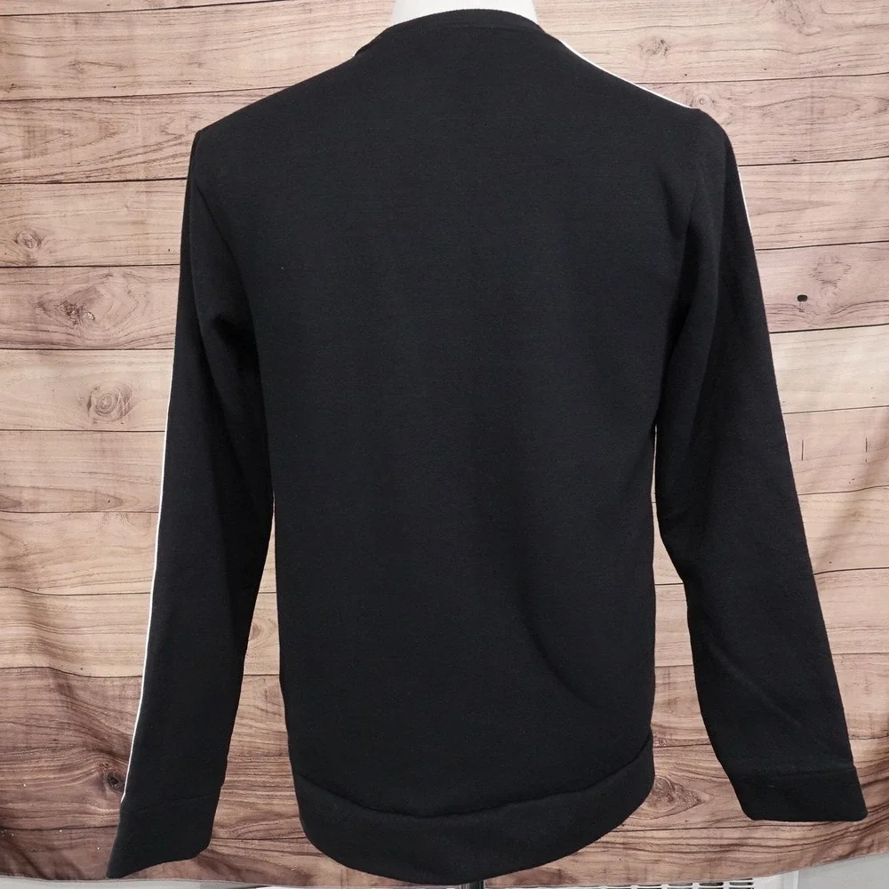 Adidas Sweatshirt Size M Black Pullover Fleece 3-Stripes Crewneck Primegreen